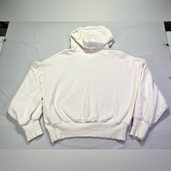 Aerie Embroidered Bow Cropped Fleece Pullover Hoodie Cream - M - Picture 9 of 9